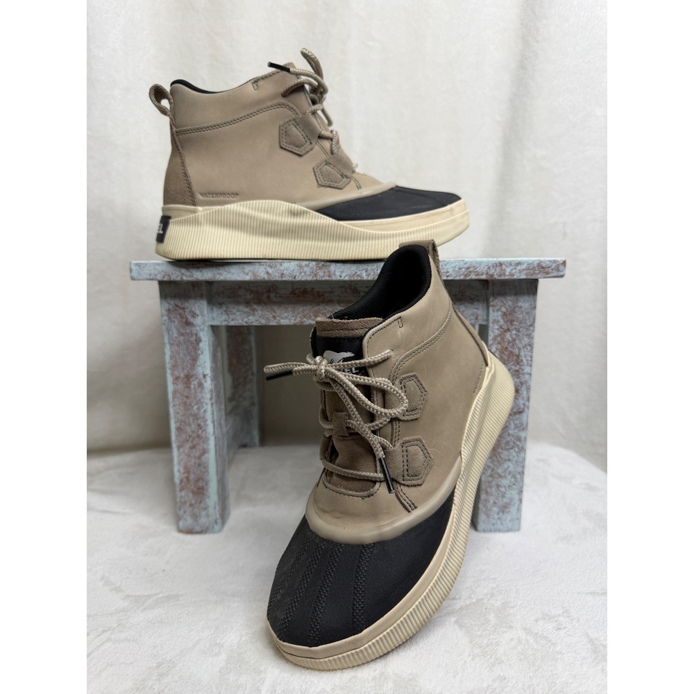 Sorel Out N About Classic Duck Boot Womens 9 Khaki Black NL5153-264 Waterproof‎
